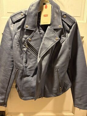 Levi's Women's Slate Blue Faux Leather Moto Jacket